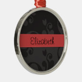 Damask Muster, Grau Damaske, Ihr Name Silbernes Ornament (Rechts)