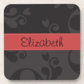 Damask Muster, Grau Damaske, Ihr Name Untersetzer (Vorderseite)