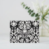 Damask Muster in Schwarz/Weiß Postkarte (Stehend Vorderseite)