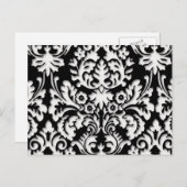 Damask Muster in Schwarz/Weiß Postkarte (Vorne/Hinten)