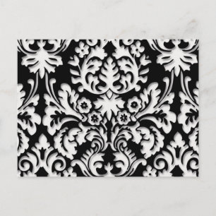 Damask Muster in Schwarz/Weiß Postkarte