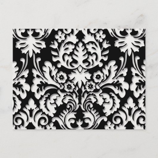 Damask Muster in Schwarz/Weiß Postkarte (Vorderseite)