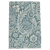 Damask Muster in Soft Blue und Ivory Mittlere Geschenktüte (Rückseite)