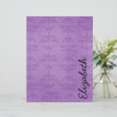 Damask Muster, Lila Damask, Ihr Name (Stehend Vorderseite)