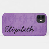 Damask Muster, Lila Damask, Ihr Name Case-Mate iPhone Hülle (Rückseite (Horizontal))