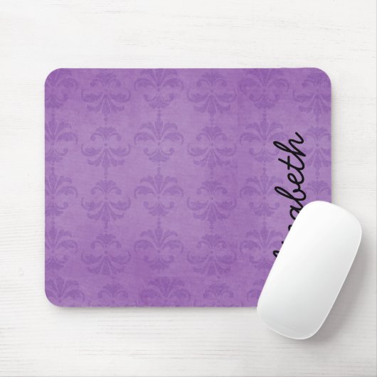 Damask Muster, Lila Damask, Ihr Name Mousepad (Mit Mouse)