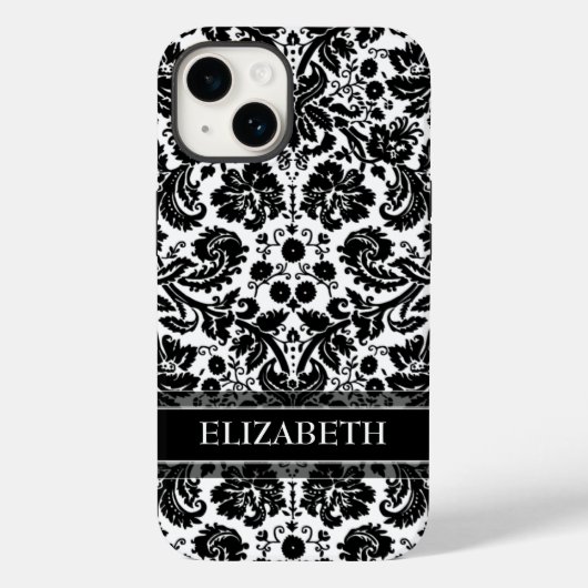 Damask Muster mit Individuelle Name Case-Mate iPhone Hülle (Rückseite)