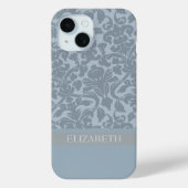 Damask Muster mit Monogram - blau Case-Mate iPhone Hülle (Rückseite)