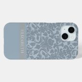Damask Muster mit Monogram - blau Case-Mate iPhone Hülle (Rückseite (Horizontal))