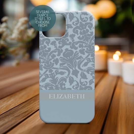 Damask Muster mit Monogram - blau Case-Mate iPhone Hülle