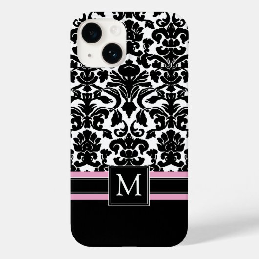 Damask Muster mit Monogramm Case-Mate iPhone Hülle (Rückseite)
