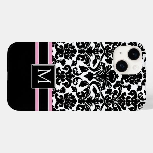 Damask Muster mit Monogramm Case-Mate iPhone Hülle (Rückseite (Horizontal))