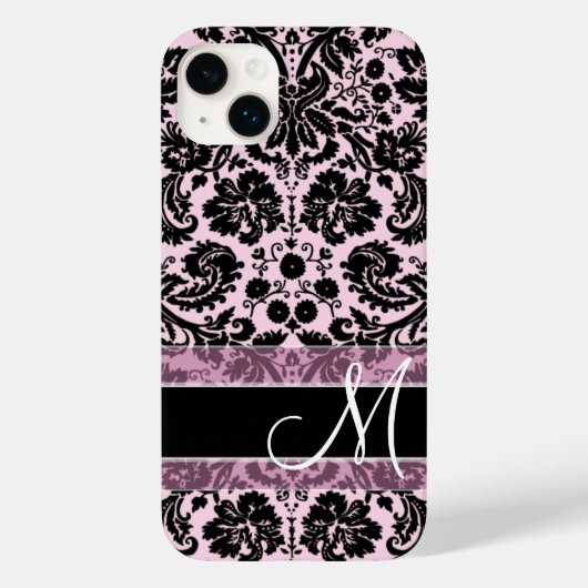 Damask Muster mit Monogramm Case-Mate iPhone Hülle (Rückseite)
