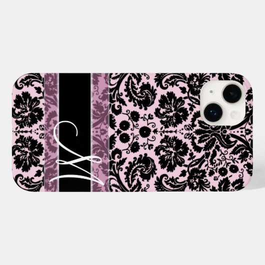 Damask Muster mit Monogramm Case-Mate iPhone Hülle (Rückseite (Horizontal))