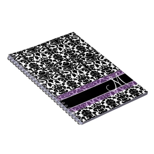 Damask Muster mit Monogramm Notizblock (Rechte Seite)