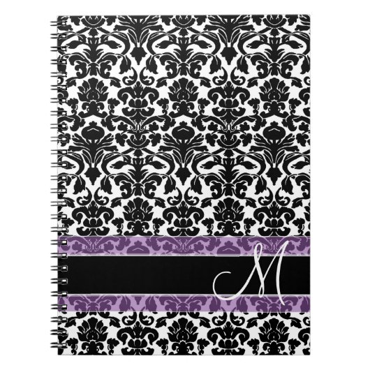 Damask Muster mit Monogramm Notizblock (Vorderseite)