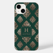 Damask Muster Monogram Rose Gold Emerald Green Case-Mate iPhone Hülle (Rückseite)