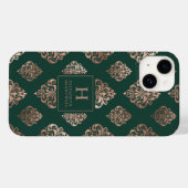 Damask Muster Monogram Rose Gold Emerald Green Case-Mate iPhone Hülle (Rückseite (Horizontal))