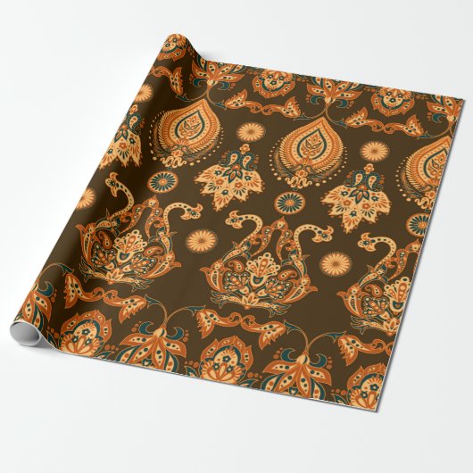 Damask-Muster nahtlos blumengeschmückt Geschenkpapier (Ungerollt)