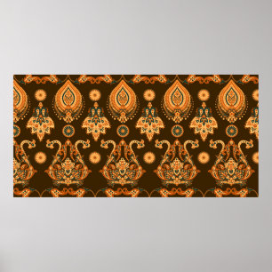 Damask-Muster nahtlos blumengeschmückt Poster