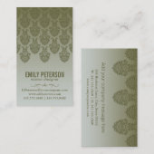 Damask Muster (olivgrün) Visitenkarte (Vorne/Hinten)