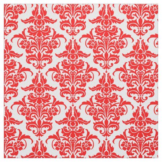 Damask Muster - Rot auf Weiß Stoff (Muster)