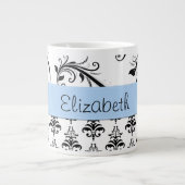 Damask Muster, Schwarz und Weiß Damask, Ihr Name Jumbo-Tasse (Vorderseite)