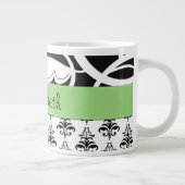 Damask Muster, Schwarz und Weiß Damask, Ihr Name Jumbo-Tasse (Rechts)