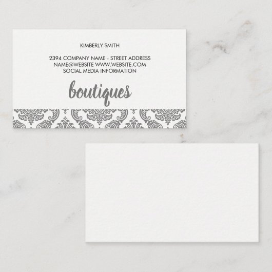 Damask Muster Trim Visitenkarte (Vorne/Hinten)