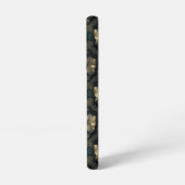 Damask Nahtlose Muster Blume aquamarin, Gold, Schw Samsung Galaxy Hülle (Linke Seite)