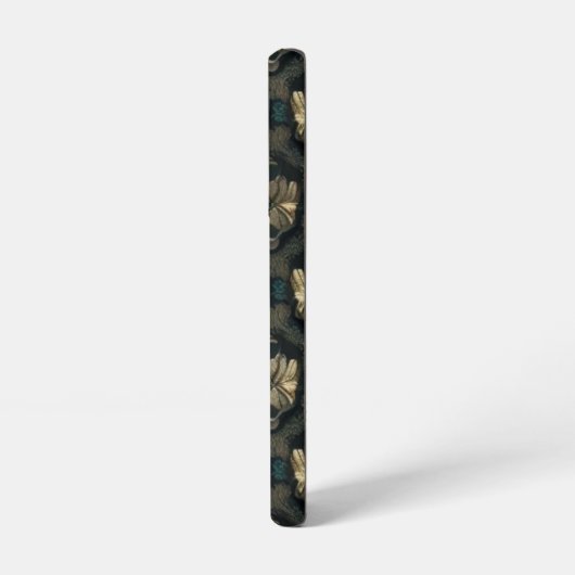 Damask Nahtlose Muster Blume aquamarin, Gold, Schw Samsung Galaxy Hülle (Linke Seite)