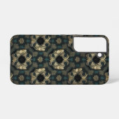 Damask Nahtlose Muster Blume aquamarin, Gold, Schw Samsung Galaxy Hülle (Rückseite (Horizontal))