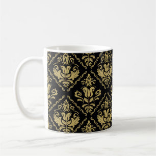 Damask nahtlose schwarz-goldene Ornamente. Traditi Kaffeetasse