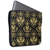 Damask nahtlose schwarz-goldene Ornamente. Traditi Laptopschutzhülle (Vorne Rechts)