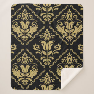 Damask nahtlose schwarz-goldene Ornamente. Traditi Sherpadecke