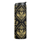 Damask nahtlose schwarz-goldene Ornamente. Traditi Thermosbecher (Nach links gedreht)