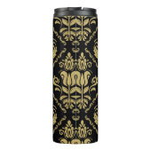 Damask nahtlose schwarz-goldene Ornamente. Traditi Thermosbecher (Rückseite)