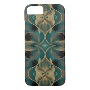 Damask Nahtlose wiederholte Muster-Blume Aquamarin Case-Mate iPhone Hülle
