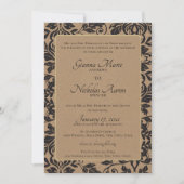 Damask Natural Kraft Brown Wedding Einladung (Vorderseite)