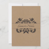 Damask Natural Kraft Brown Wedding Einladung (Rückseite)