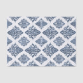 Damask Navy Blue Watercolor Rustic Wood Decoupage Seidenpapier (Vorderseite)