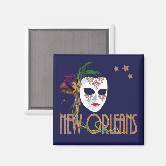 Damask New Orleans Mask Magnet (Vorderseite/Rückseite)