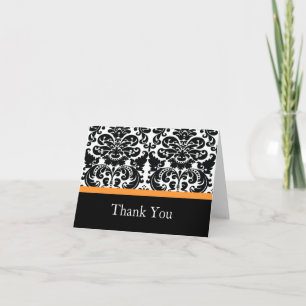 Damask Orange Dankeschön Note Card Dankeskarte