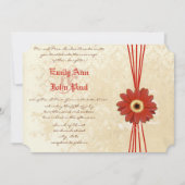 Damask Orange Gerber Daisy Wedding Einladung (Vorderseite)