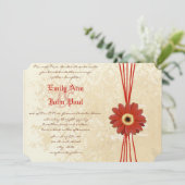 Damask Orange Gerber Daisy Wedding Einladung (Stehend Vorderseite)