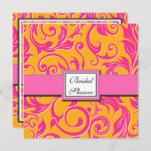 Damask Orange & Pink Bridal Dusche Einladungen (Vorne/Hinten)