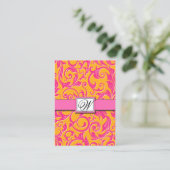 Damask Orange & Pink Hochzeitskarten Begleitkarte (Stehend Vorderseite)