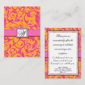 Damask Orange & Pink Hochzeitskarten Begleitkarte (Vorne/Hinten)