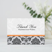 Damask Orange Wedding Dankeschön Card Dankeskarte (Stehend Vorderseite)