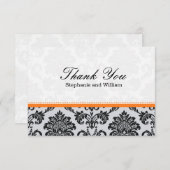 Damask Orange Wedding Dankeschön Card Dankeskarte (Vorne/Hinten)